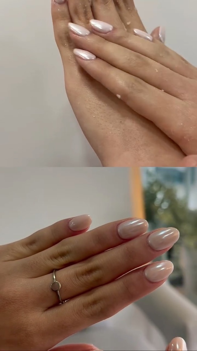 Uñas nude con brillo